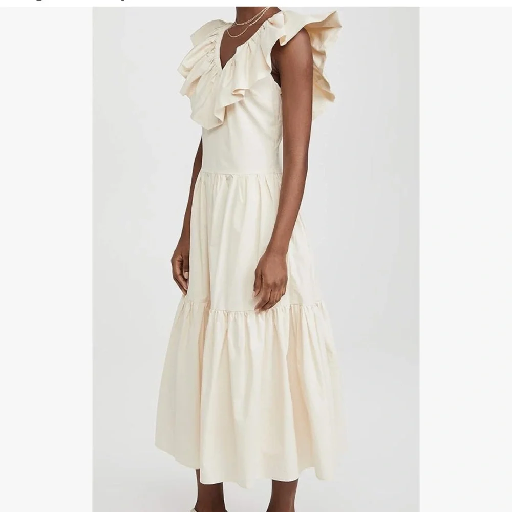 English Factory Ruffle Neck Sleeveless Midi Dress - Picture 4 of 9